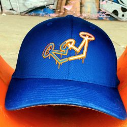 N.Y. drippy crown flexfit hat (royal ) crown orange ,white ,royal