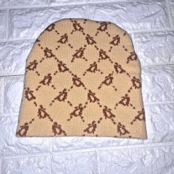 Drippy apple print knit hat ( beige/brown)